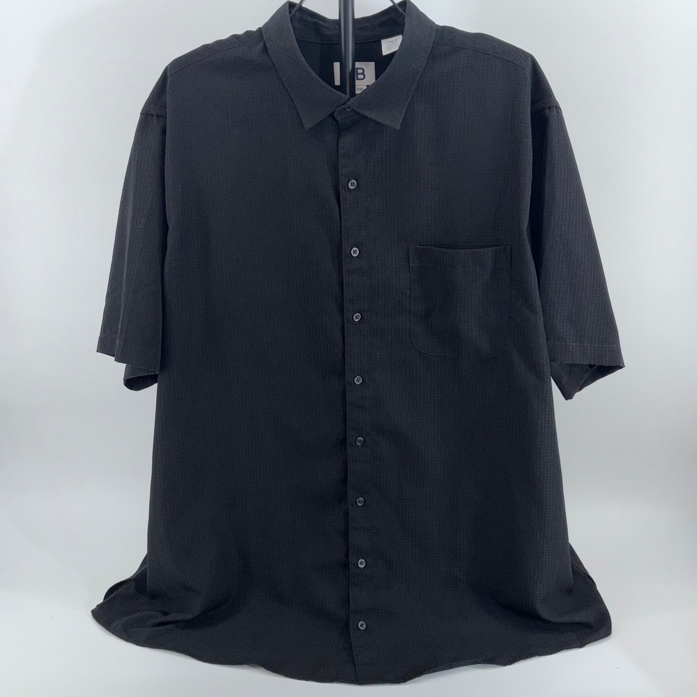 Harbor Bay Fit by DXL Mens 2XLT Black Ripstop Short Sleeve Button Down Shirt - Picture 3 of 7